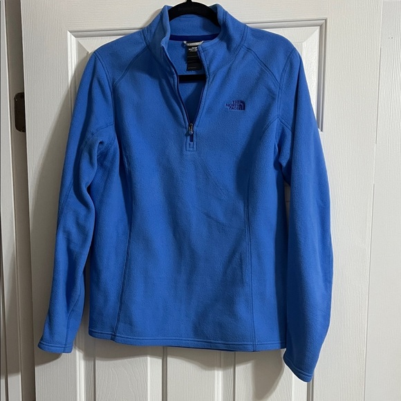 The North Face Tops - The North Face Blue Long Sleeve Fleece Quarter Zip Pullover Size Large